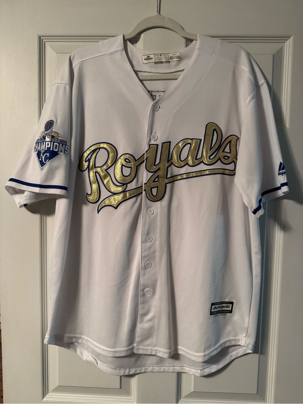 Majestic White & Gold Royals Baseball Jersey